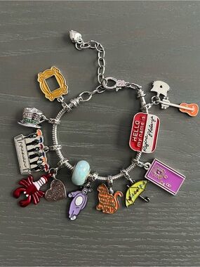 FRIENDS TV Show Charm Bracelet with Colorful Enamel Icons